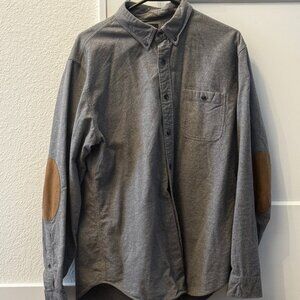 J.Crew Button-Down Flannel Shirt w/ Elbow Patches – Gray – Men’s L